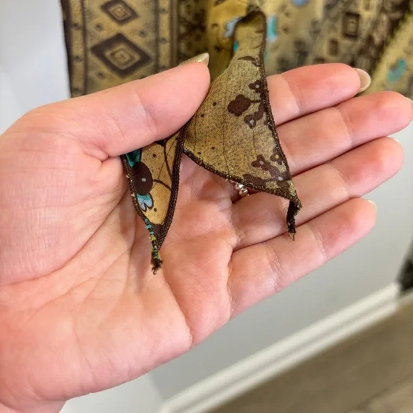 Brown Boho Y2K V-Neck Bell Sleeve Blouse M - Picture 13 of 14